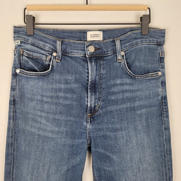 Citizens Of Humanity Isola Straight Crop Jeans Stretch Raw Hem Blue Size 29 - Picture 4 of 16